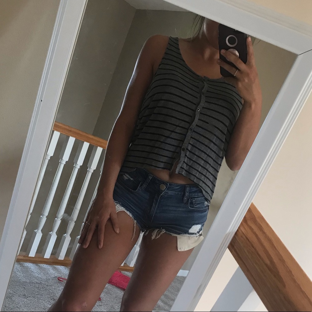 Grey and Black Button Up Tank